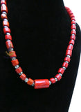 New Red-Orange Coral-Style Beaded Necklace Men Women Set – Traditional Statement Jewellery PrestigeApplause Jewels