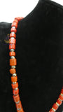 New Red-Orange Coral-Style Beaded Necklace Men Women Set – Traditional Statement Jewellery