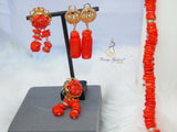 New Coral Design His & Her 2 in 1 Couple Bridal Party Groom Wedding Jewellery Set