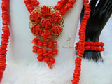 New Coral Design His & Her 2 in 1 Couple Bridal Party Groom Wedding Jewellery Set