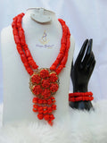 New Coral Design His & Her 2 in 1 Couple Bridal Party Groom Wedding Jewellery Set