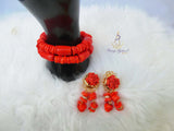 New Coral Design His & Her 2 in 1 Couple Bridal Party Groom Wedding Jewellery Set