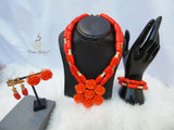 New Original Coral Design Bridal Party Groom Wedding Jewellery Set