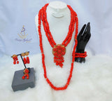 New Coral Design His & Her 2 in 1 Couple Bridal Party Groom Wedding Jewellery Set