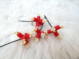 Nigerian Edo Coral wedding Bridal Beaded Edo Hair Pins Jewellery PrestigeApplause Jewels