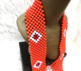 Nigerian Men Traditional Wedding Party Edo Igbo Delta Groom Coral Beaded Neck Shawl Wedding Accessories PrestigeApplause Jewels