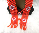 Nigerian Men Traditional Wedding Party Edo Igbo Delta Groom Coral Beaded Neck Shawl Wedding Accessories PrestigeApplause Jewels