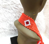 Nigerian Men Traditional Wedding Party Edo Igbo Delta Groom Coral Beaded Neck Shawl Wedding Accessories PrestigeApplause Jewels