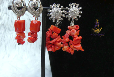 Orange Red Chips Traditional African Beads Jewellery Set – Wedding & Party Cultural Traditional Set
