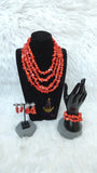 Orange Red Chips Traditional African Beads Jewellery Set – Wedding & Party Cultural Traditional Set Coral Beads