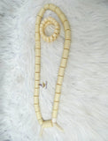 White Igbo Delta Edo Elephant Tusk Red Coral Groom men African Beads Jewellery Set Coral Beads