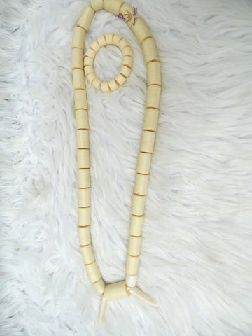 White Igbo Delta Edo Elephant Tusk Red Coral Groom men African Beads Jewellery Set Coral Beads