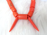 Orange White Igbo Delta Edo Elephant Tusk Red Coral Groom men African Beads Jewellery Set Coral Beads