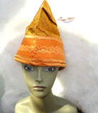 Nigeria Fila Orange Gold Purple Gold Men Aso Oke Groom Fila Cap Hat UK Dispatch