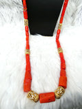 Original Coral Traditional Men Authentic Coral Beads Gold Embellished Necklace Bracelet Jewellery Set Coral Beads