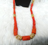 Original Coral Traditional Men Authentic Coral Beads Gold Embellished Necklace Bracelet Jewellery Set Coral Beads