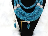 Latest Design Statement Teal Blue African Beads New Style Bridal Party Wedding Set