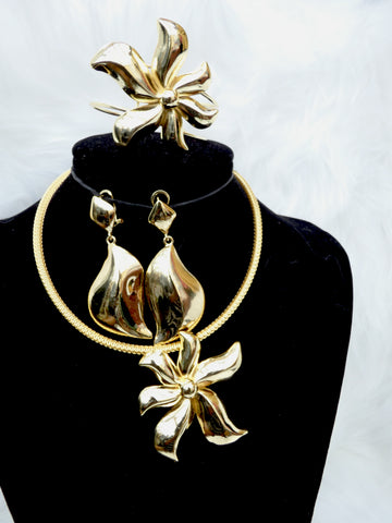 Petals Bold Gold Plated Party Earring Jewellery UK