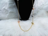 Two Tones Silver Gold Long Necklace Earring Versatile Jewellery