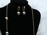 Two Tones Silver Gold Long Necklace Earring Versatile Jewellery