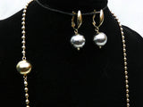 Two Tones Silver Gold Long Necklace Earring Versatile Jewellery