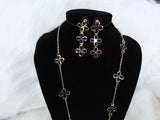 Long 3 tones long Necklace Earring Jewellery Set - Great as Gift