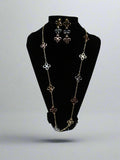 Long 3 tones long Necklace Earring Jewellery Set - Great as Gift