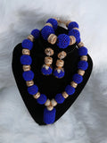 PrestigeApplause Latest Design Royal Blue Wedding Bridal Beads Necklace Jewellery Set