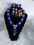 PrestigeApplause Latest Design Royal Blue Wedding Bridal Beads Necklace Jewellery Set