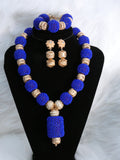 PrestigeApplause Latest Design Royal Blue Wedding Bridal Beads Necklace Jewellery Set