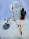 New Coral Design Mix with Gold Plated Chain Bridal Party Wedding Jewellery Set