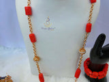 New Coral Design Mix with Gold Plated Chain Bridal Party Wedding Jewellery Set