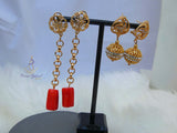 New Coral Design Mix with Gold Plated Chain Bridal Party Wedding Jewellery Set