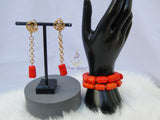 New Coral Design Mix with Gold Plated Chain Bridal Party Wedding Jewellery Set