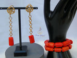 New Coral Design Mix with Gold Plated Chain Bridal Party Wedding Jewellery Set