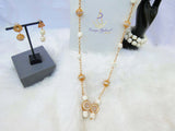 New Design White Authentic Traditional Coral Beads with Gold Plated Necklace Jewellery Set