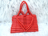 PrestigeApplause Nigerian Edo Delta Igbo Red Orange Coral Beaded Bridal Small Purse Clutch