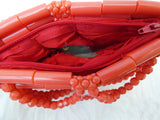 PrestigeApplause Nigerian Edo Delta Igbo Red Orange Coral Beaded Bridal Small Purse Clutch