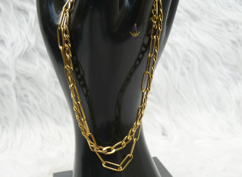 Gold Layered Chain Bracelet, Figaro Paperclip Links | Women's Statement Jewellery