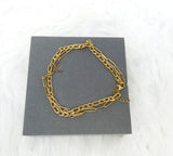 Gold Layered Chain Bracelet, Figaro Paperclip Links | Women's Statement Jewellery