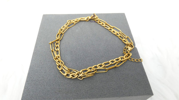 Gold Layered Chain Bracelet, Figaro Paperclip Links | Women's Statement Jewellery