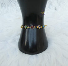 Multicolour Evil Eye Bracelet, Gold-Tone Nazar Charm | Adjustable Jewellery