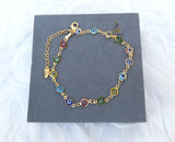 Multicolour Evil Eye Bracelet, Gold-Tone Nazar Charm | Adjustable Jewellery
