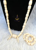 White Igbo Delta Edo Elephant Tusk Red Coral Groom men African Beads Jewellery Set