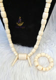 White Igbo Delta Edo Elephant Tusk Red Coral Groom men African Beads Jewellery Set
