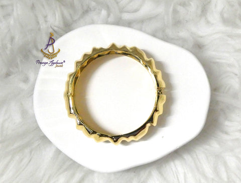 Luxury Gold Statement Bangle Bracelet – Bold Sculpted Cuff | PrestigeApplause Jewels
