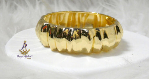 Luxury Gold Statement Bangle Bracelet – Bold Sculpted Cuff | PrestigeApplause Jewels