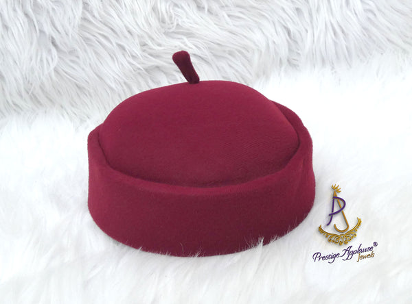 Dark Red  Traditional Chief Style Hat Cap Black Groom Wedding Men Boys Children Kids Cap