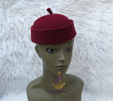 Dark Red  Traditional Chief Style Hat Cap Black Groom Wedding Men Boys Children Kids Cap