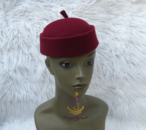 Dark Red  Traditional Chief Style Hat Cap Black Groom Wedding Men Boys Children Kids Cap